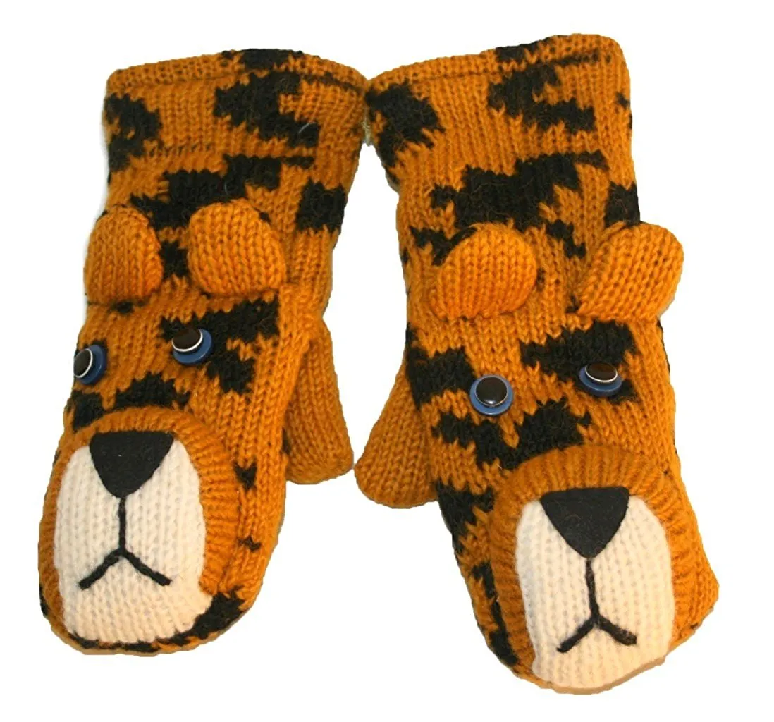 Assorted Highland Soft Wool Fleece Lined Outdoor Animal Mitten Glove