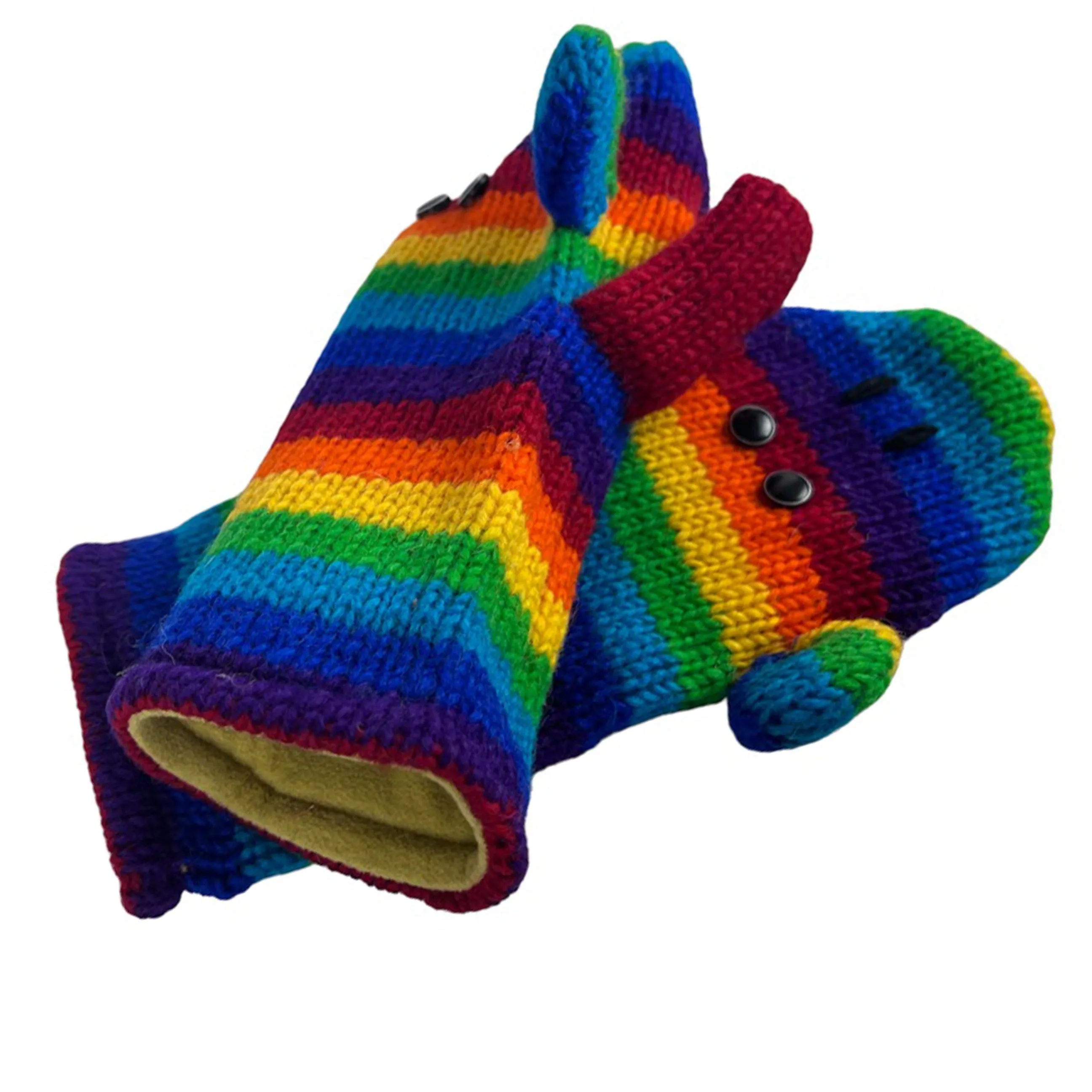 Assorted Highland Soft Wool Fleece Lined Outdoor Animal Mitten Glove