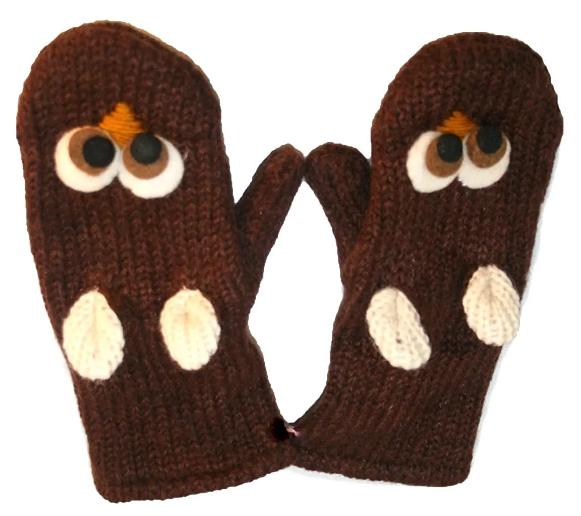Assorted Highland Soft Wool Fleece Lined Outdoor Animal Mitten Glove