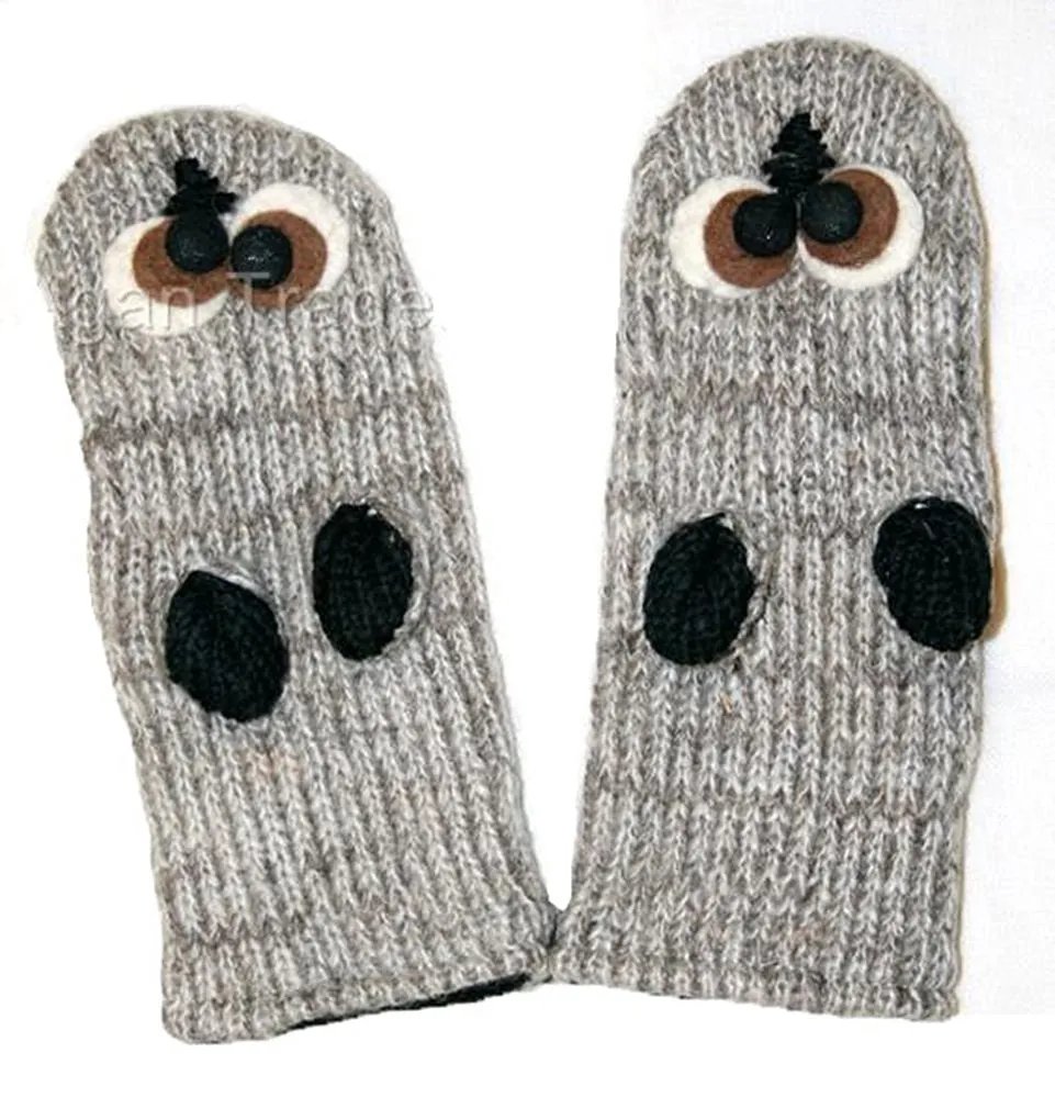Assorted Highland Soft Wool Fleece Lined Outdoor Animal Mitten Glove