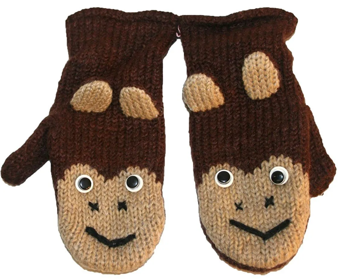 Assorted Highland Soft Wool Fleece Lined Outdoor Animal Mitten Glove