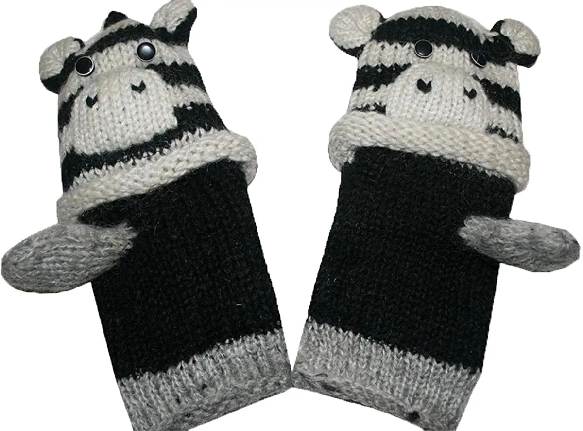 Assorted Highland Soft Wool Fleece Lined Outdoor Animal Mitten Glove