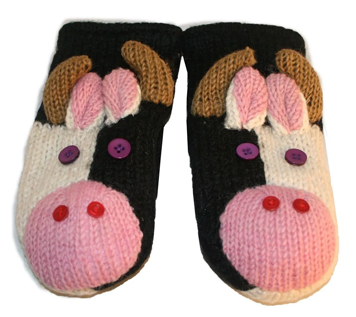 Assorted Highland Soft Wool Fleece Lined Outdoor Animal Mitten Glove