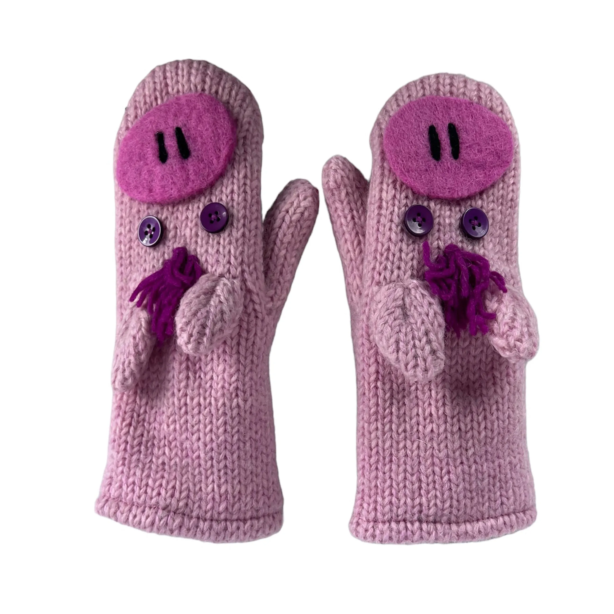 Assorted Highland Soft Wool Fleece Lined Outdoor Animal Mitten Glove