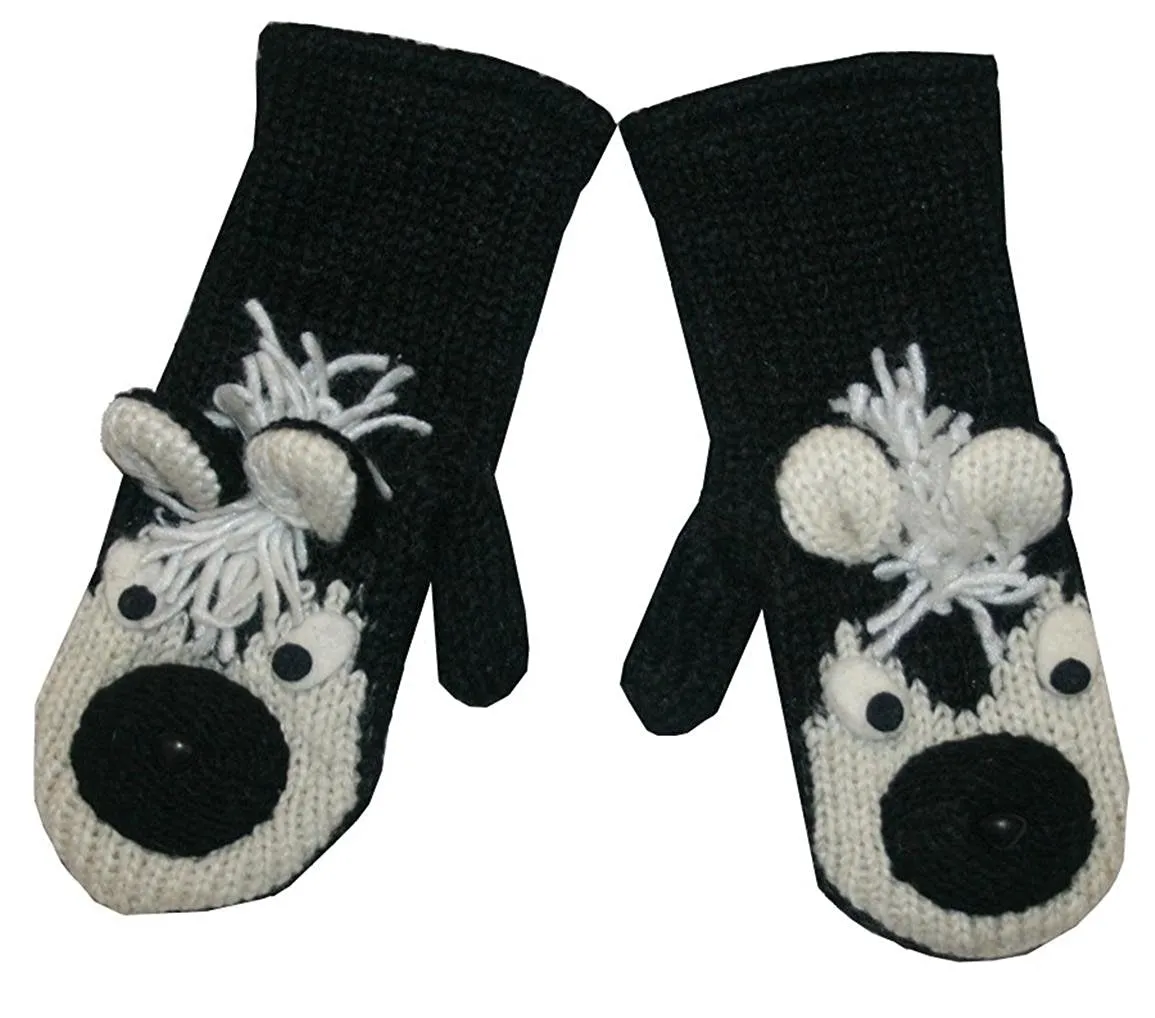 Assorted Highland Soft Wool Fleece Lined Outdoor Animal Mitten Glove