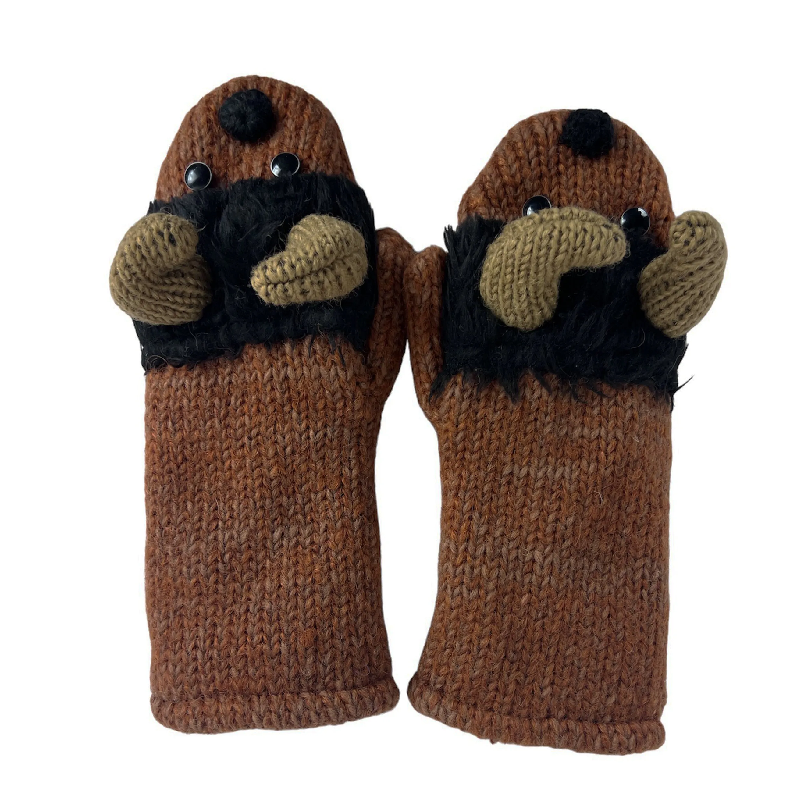 Assorted Highland Soft Wool Fleece Lined Outdoor Animal Mitten Glove