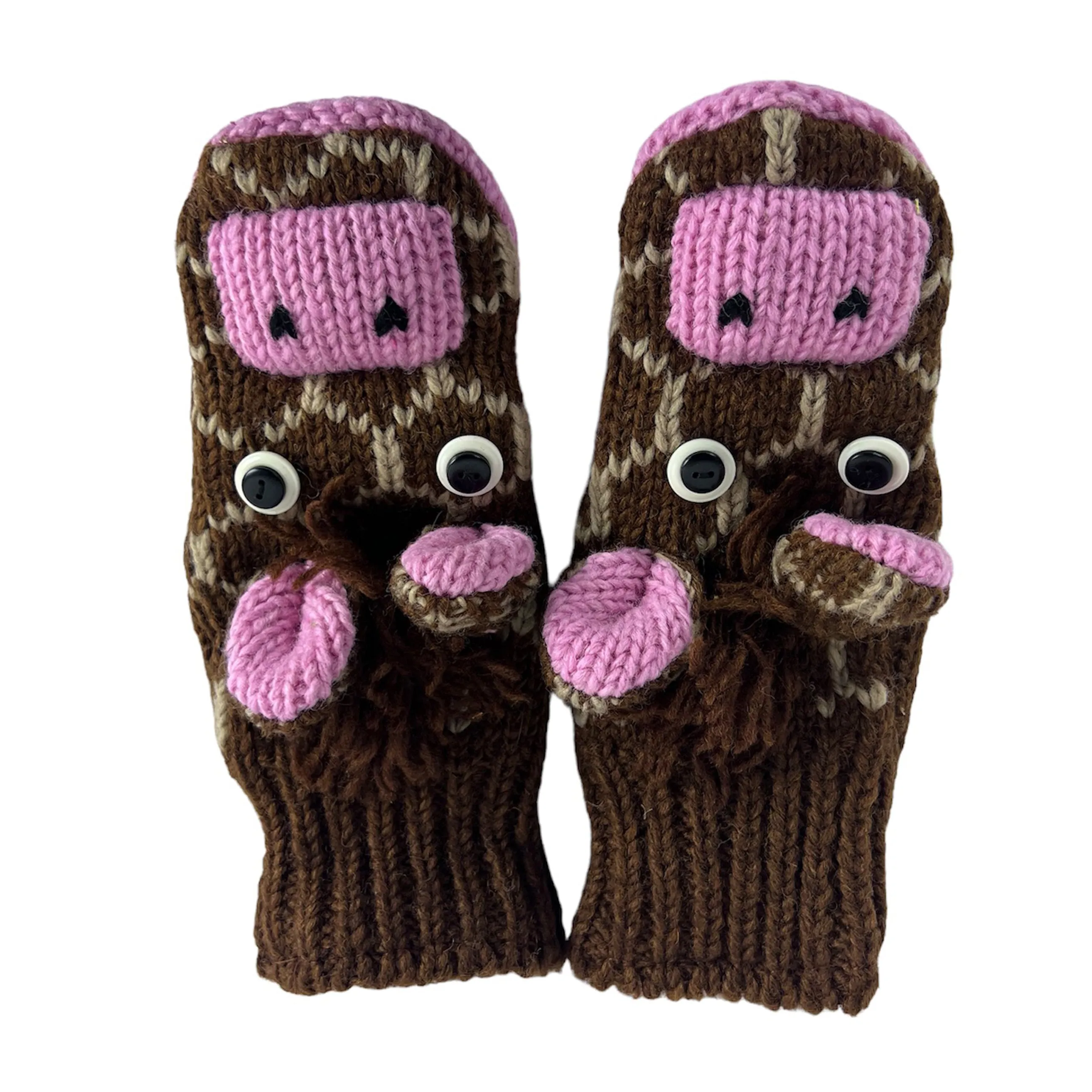 Assorted Highland Soft Wool Fleece Lined Outdoor Animal Mitten Glove