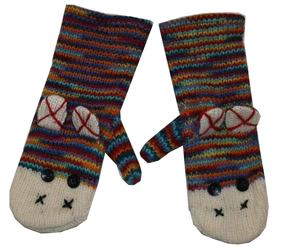 Assorted Highland Soft Wool Fleece Lined Outdoor Animal Mitten Glove