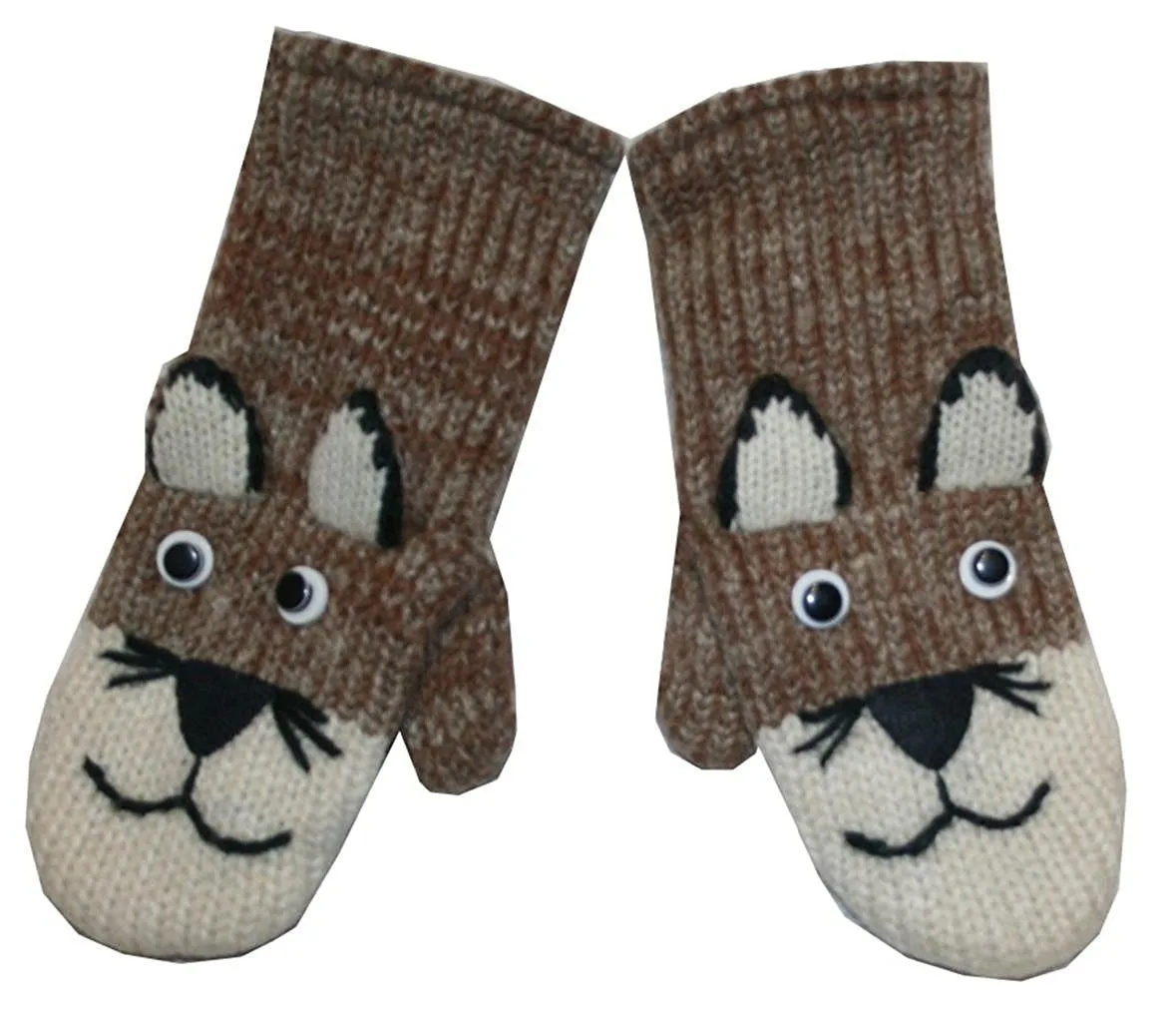 Assorted Highland Soft Wool Fleece Lined Outdoor Animal Mitten Glove