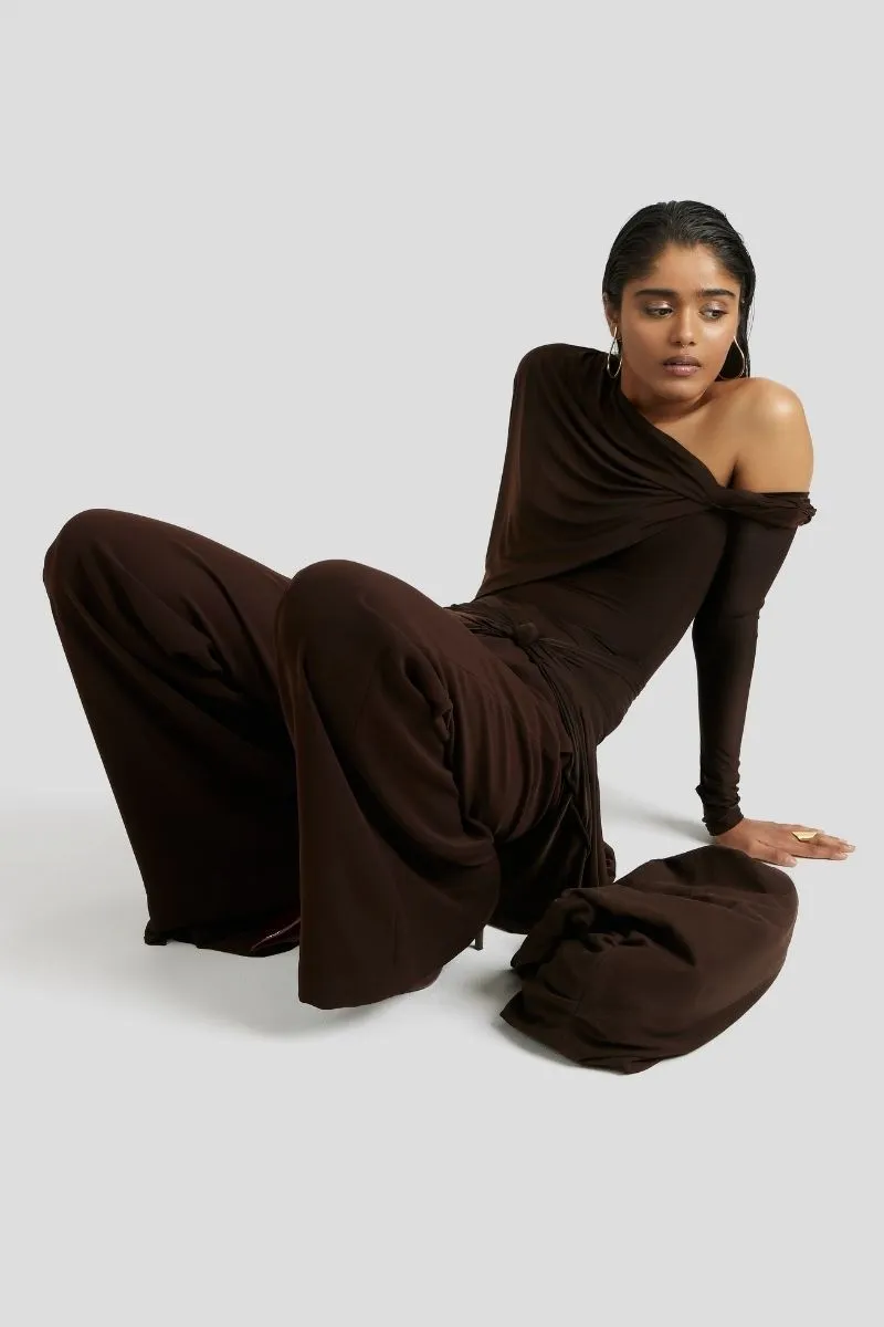 BRIA CO-ORD SET IN CHOCOLATE BROWN