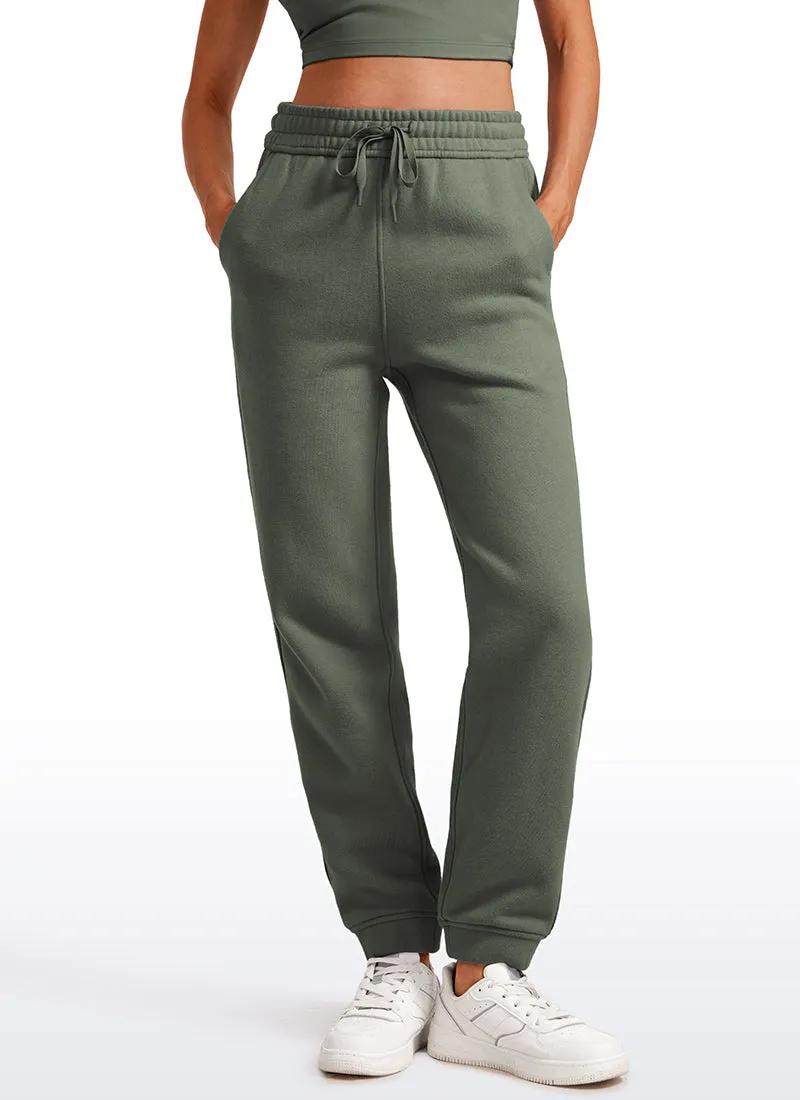 Cotton Fleece Lined High Rise Sweatpants 28''