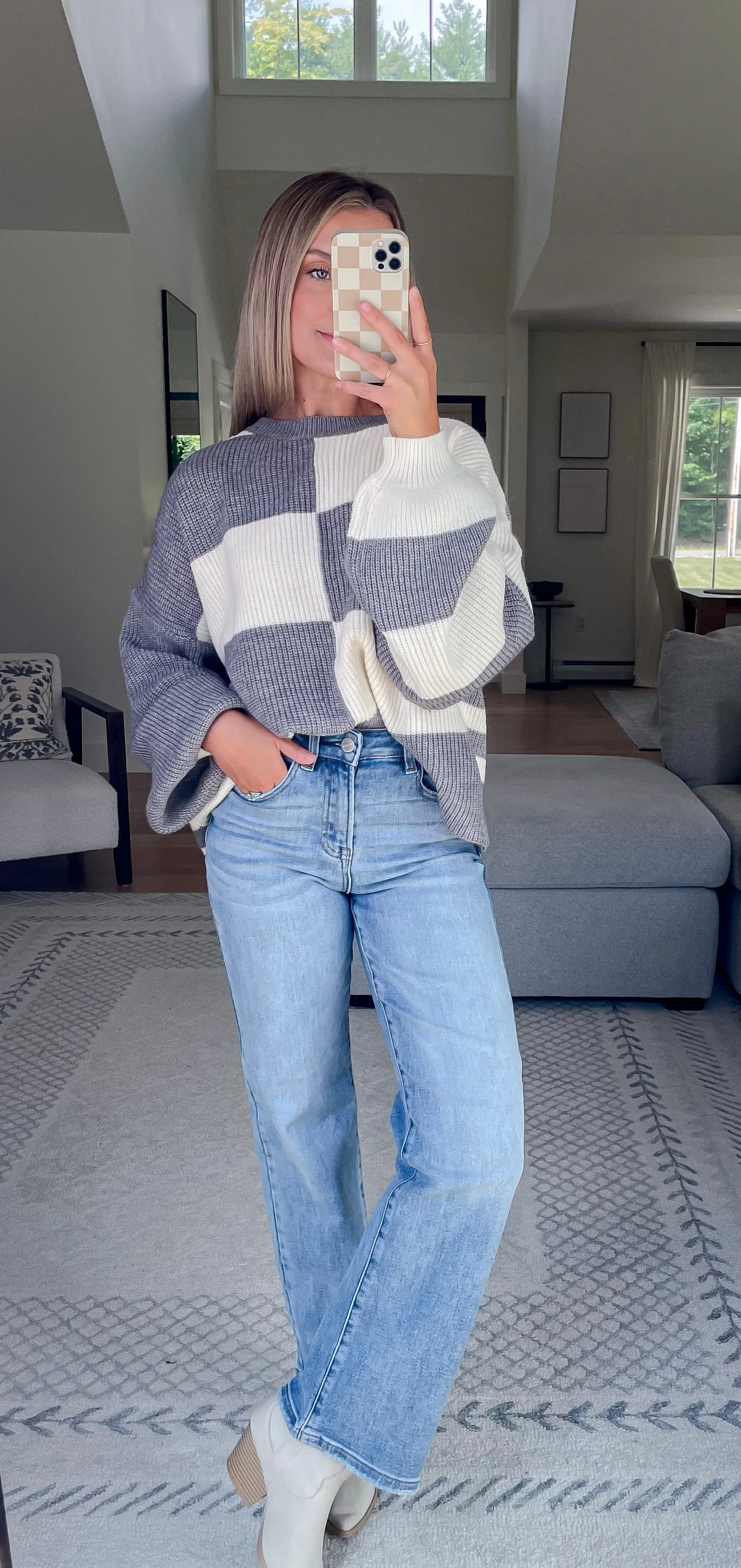 Cozy Colorblock Sweater // Gray