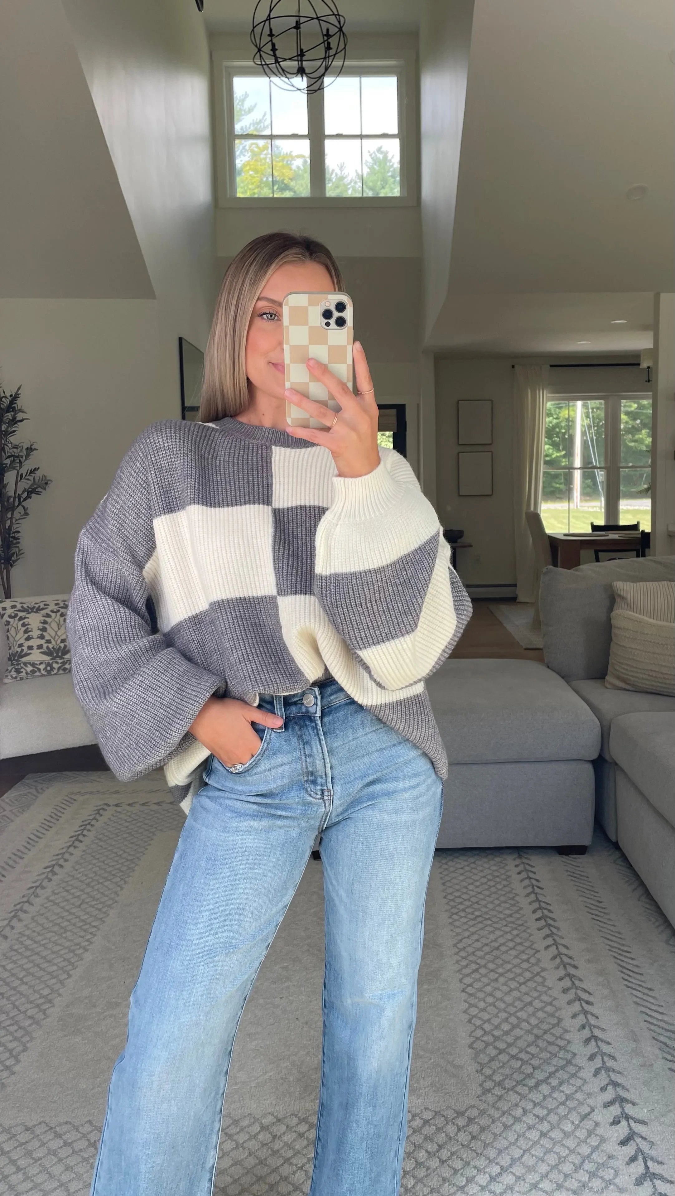 Cozy Colorblock Sweater // Gray