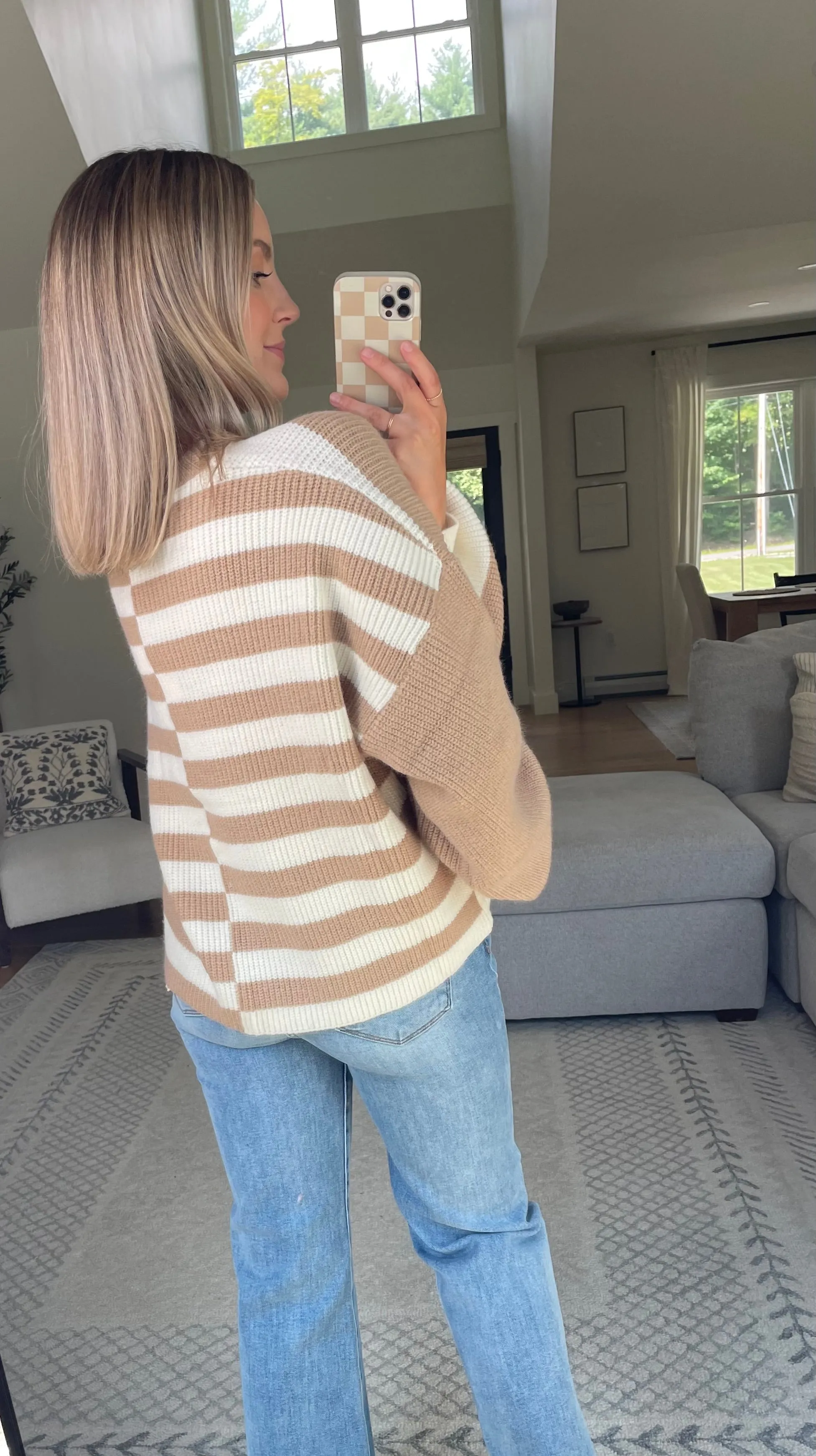 Cozy Colorblock Sweater // Tan