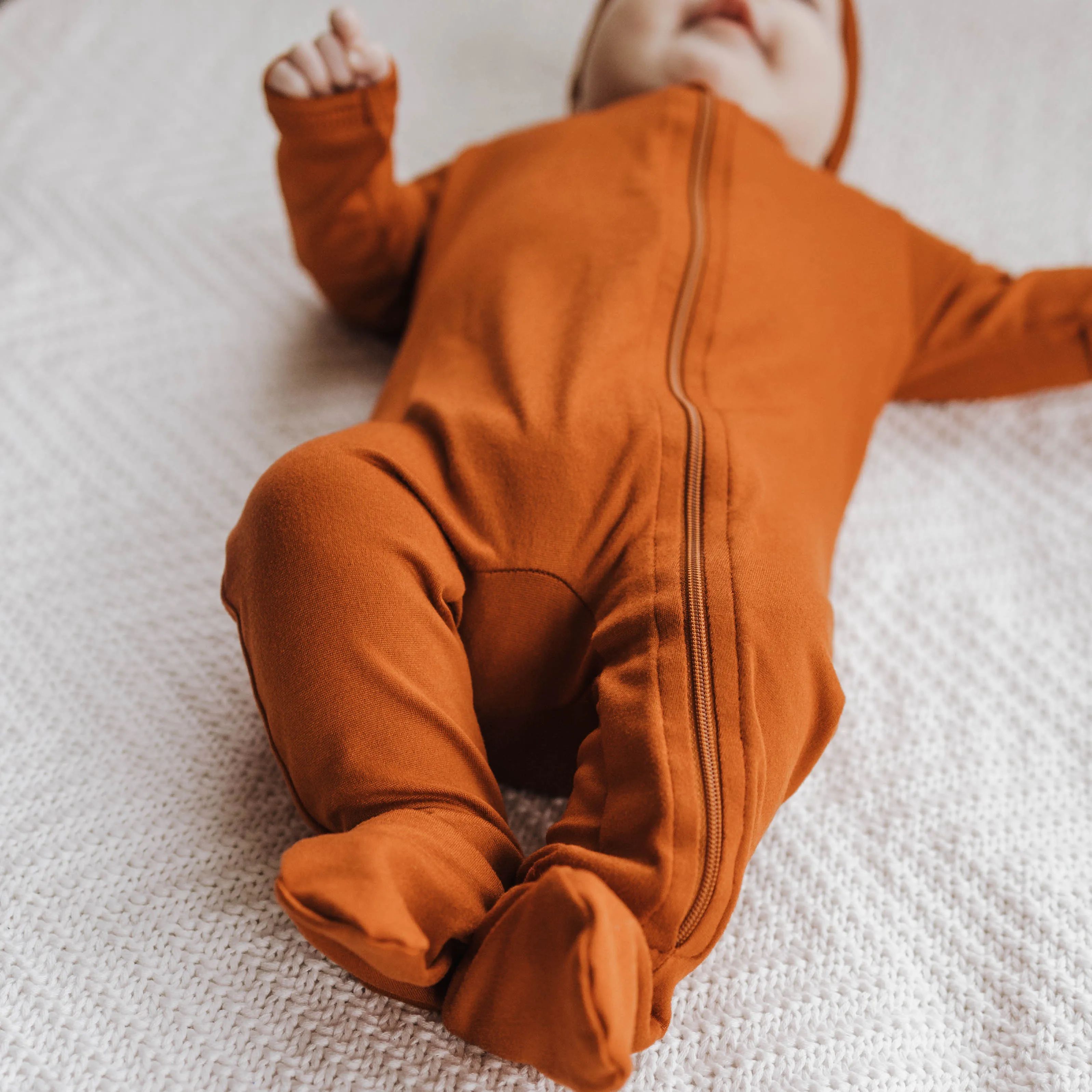 Cozy Zipper Footie Sleeper | Burnt Sienna
