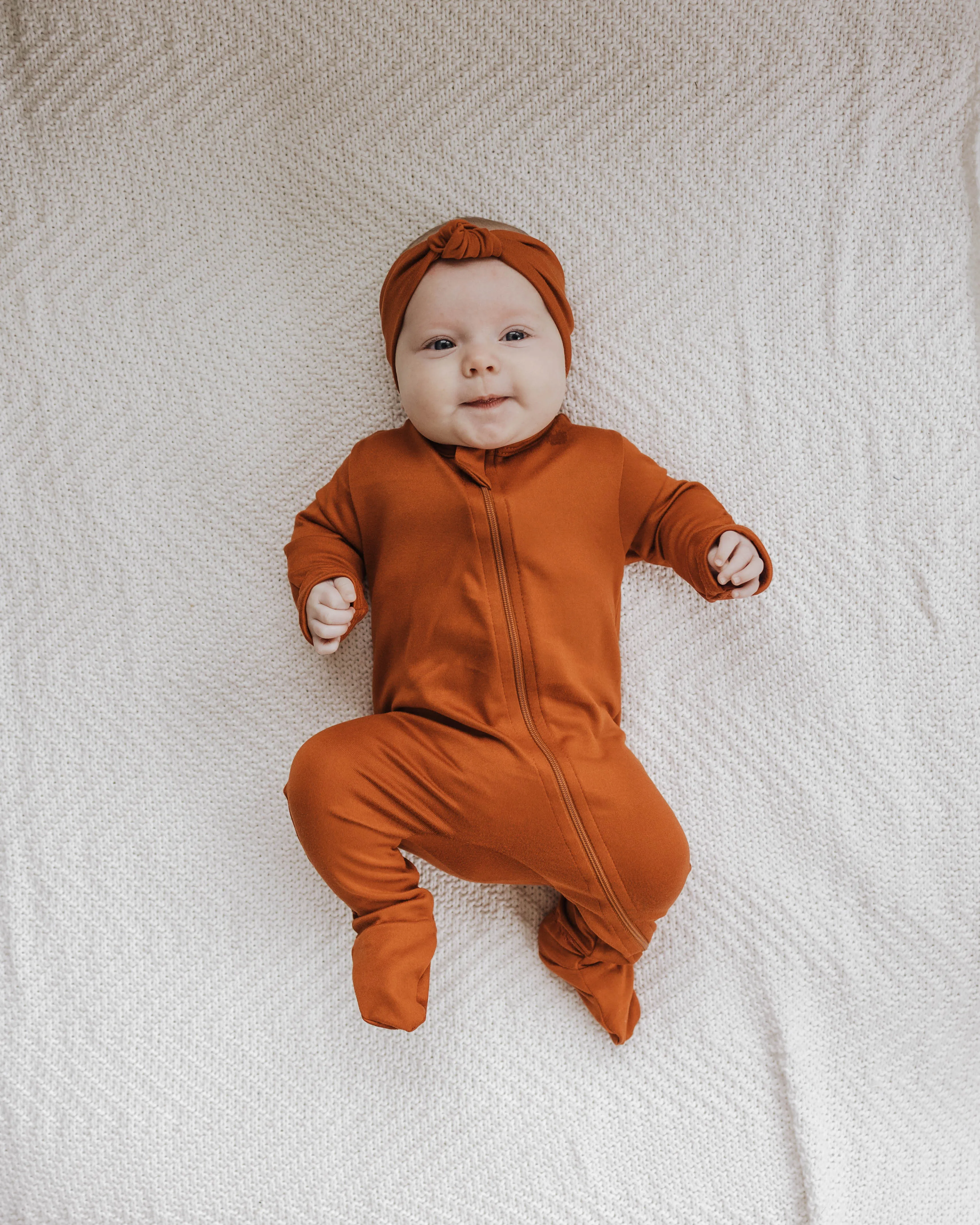Cozy Zipper Footie Sleeper | Burnt Sienna