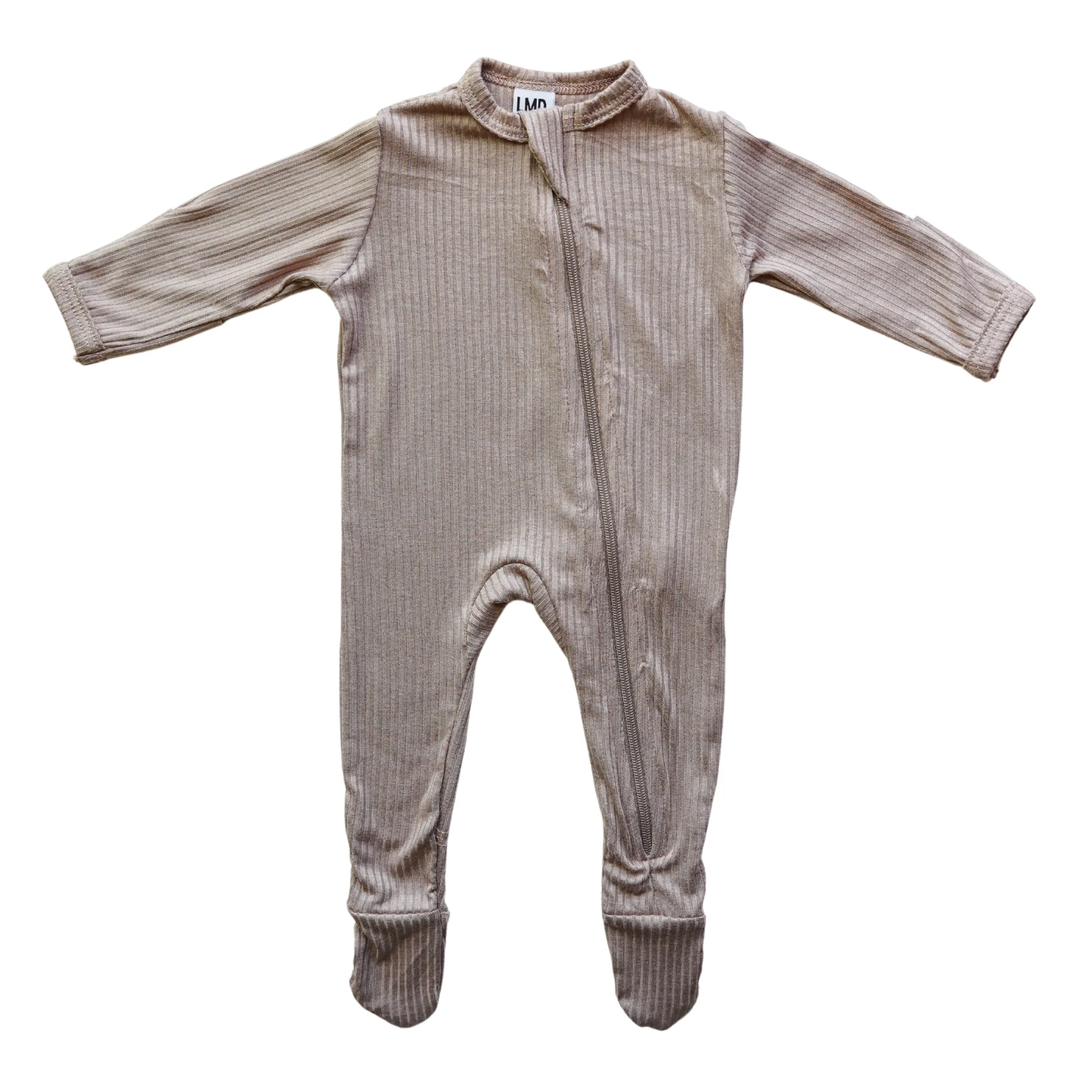 Cozy Zipper Footie Sleeper | Mocha Rib