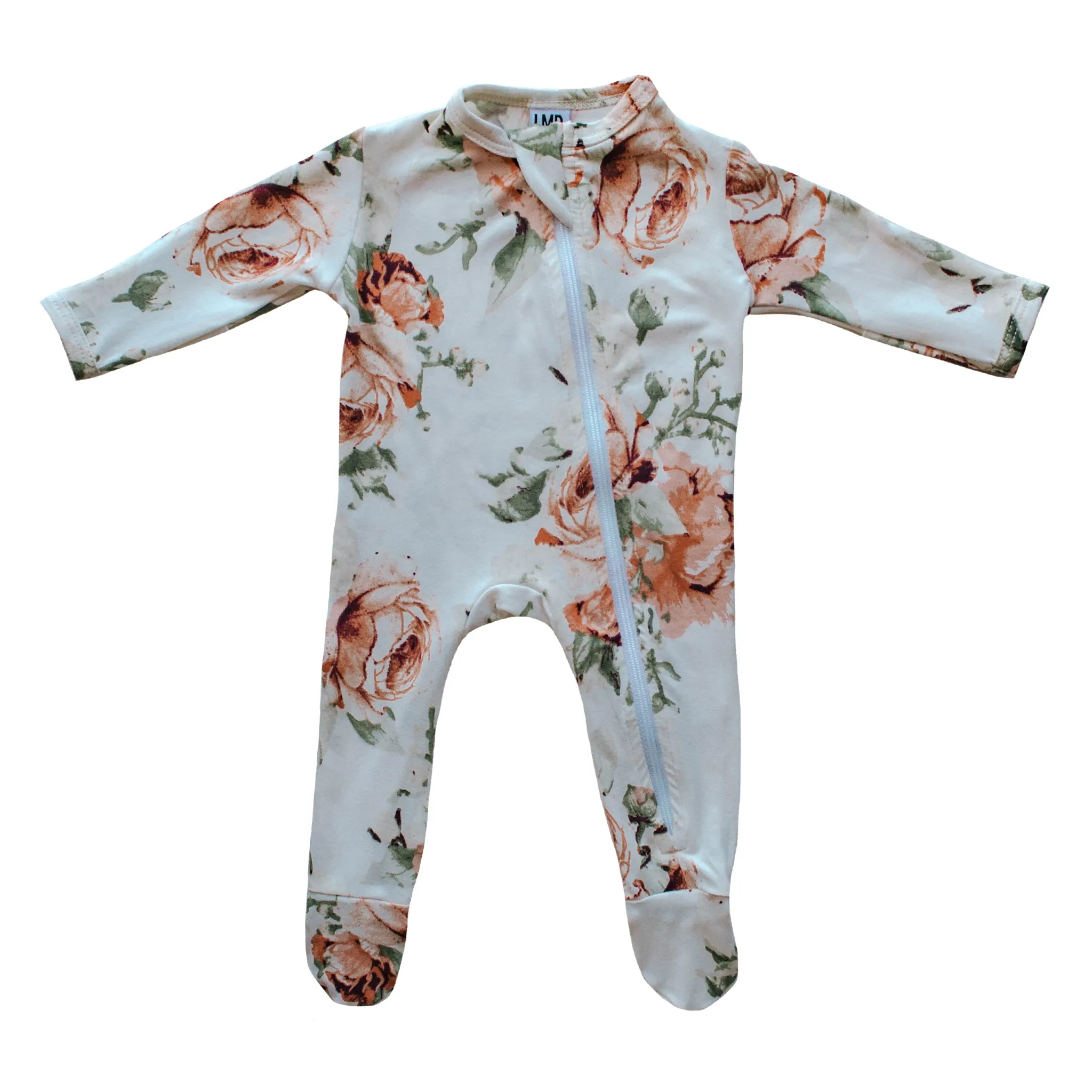 Cozy Zipper Footie Sleeper | Peach Peony