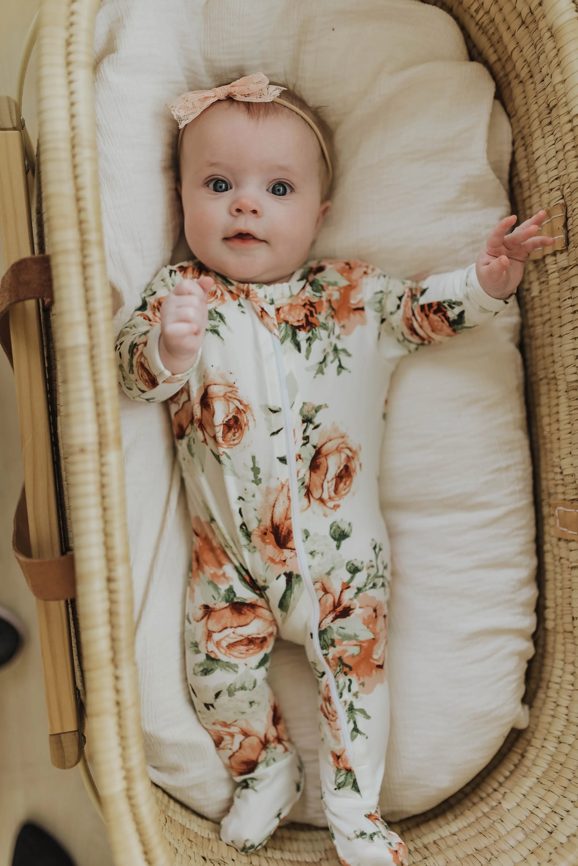 Cozy Zipper Footie Sleeper | Peach Peony