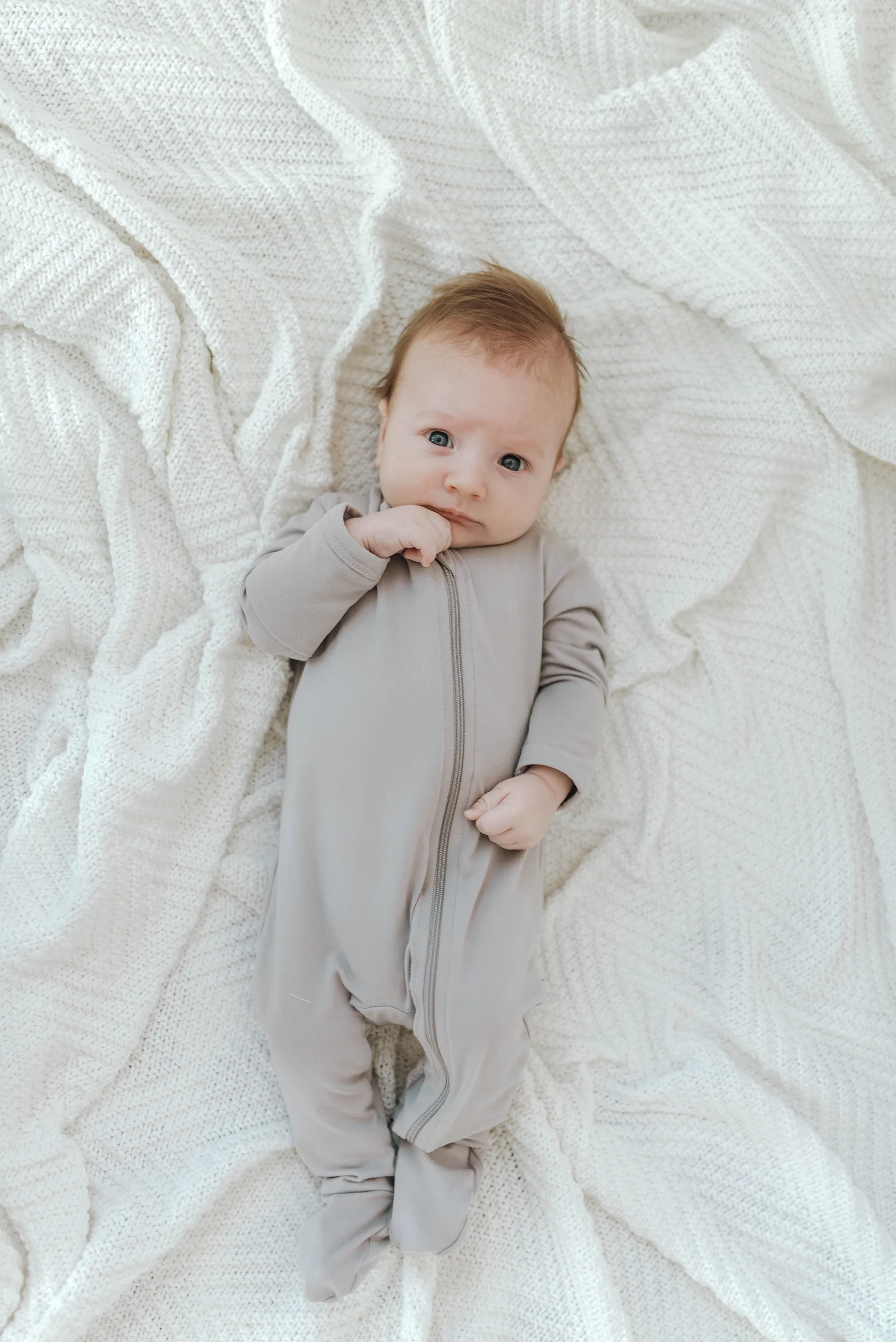 Cozy Zipper Footie Sleeper | Pebble Grey