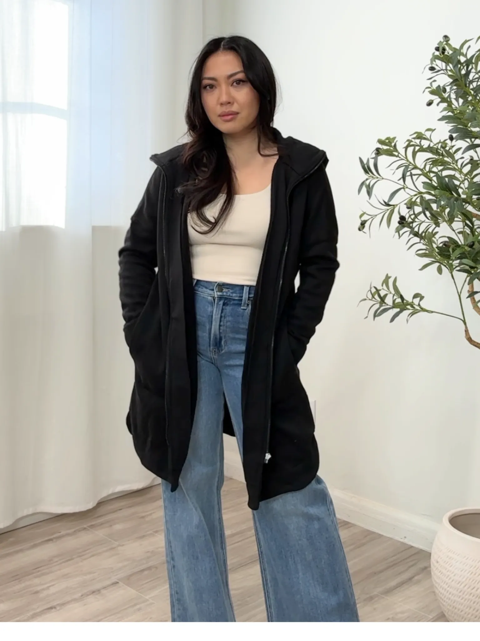 Jenna Zip Fleece Long Cardigan