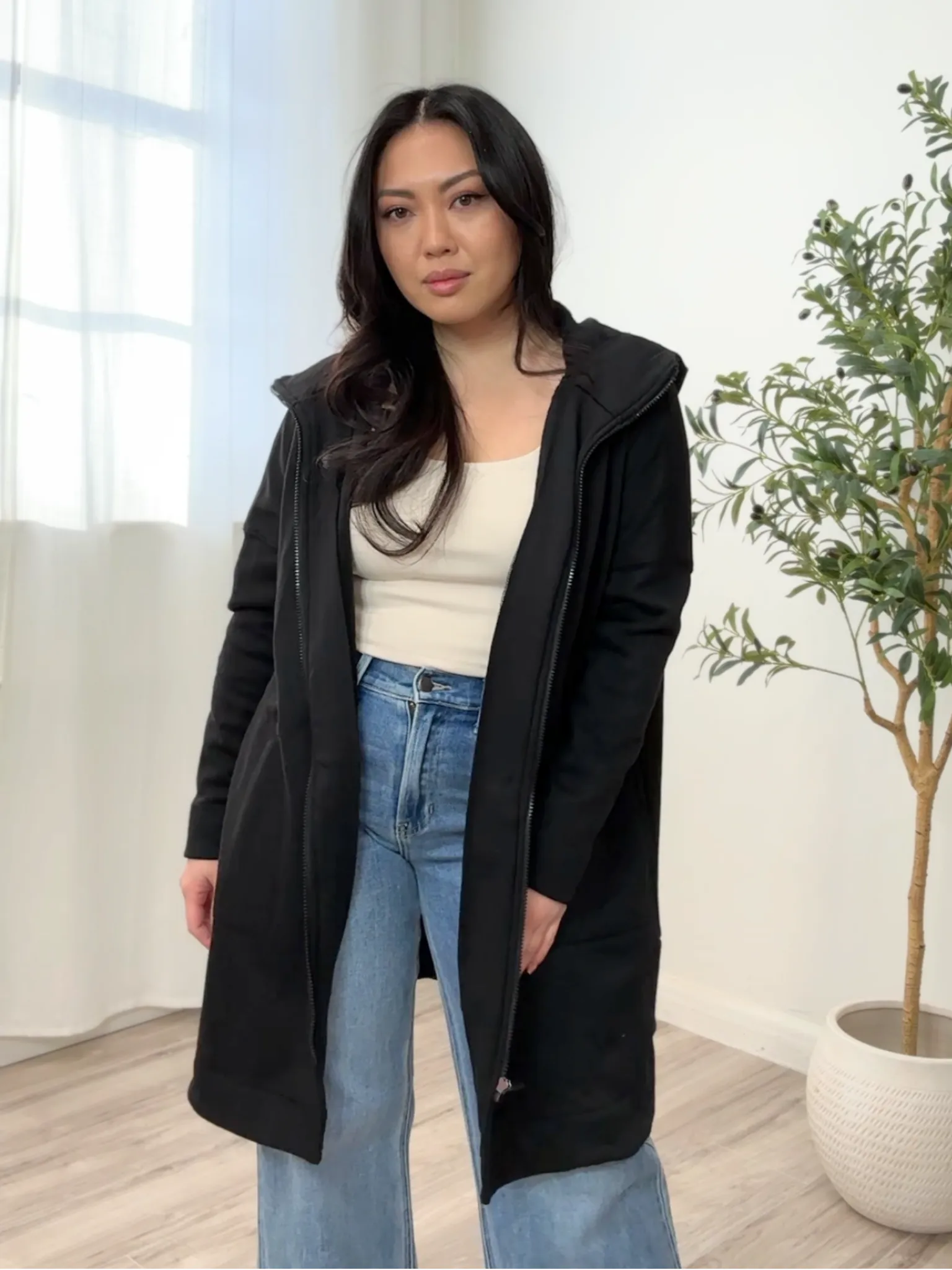 Jenna Zip Fleece Long Cardigan