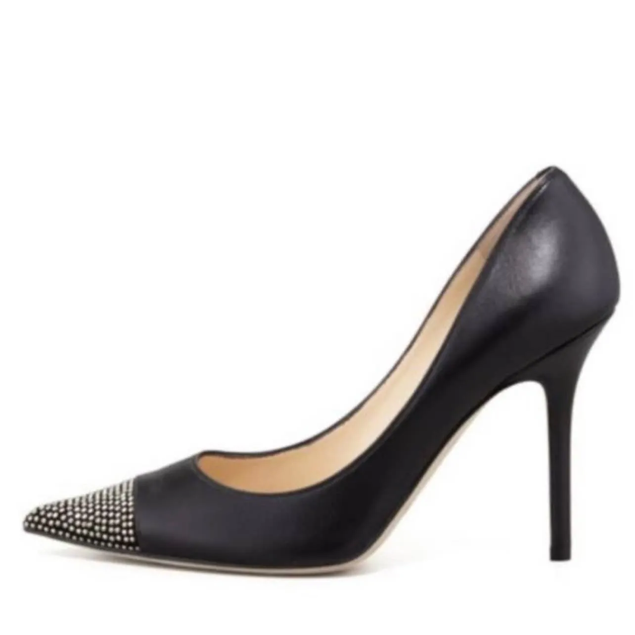 Jimmy Choo Amika Black Studded Cap Toe Pumps Heels Size 39 9 US Black