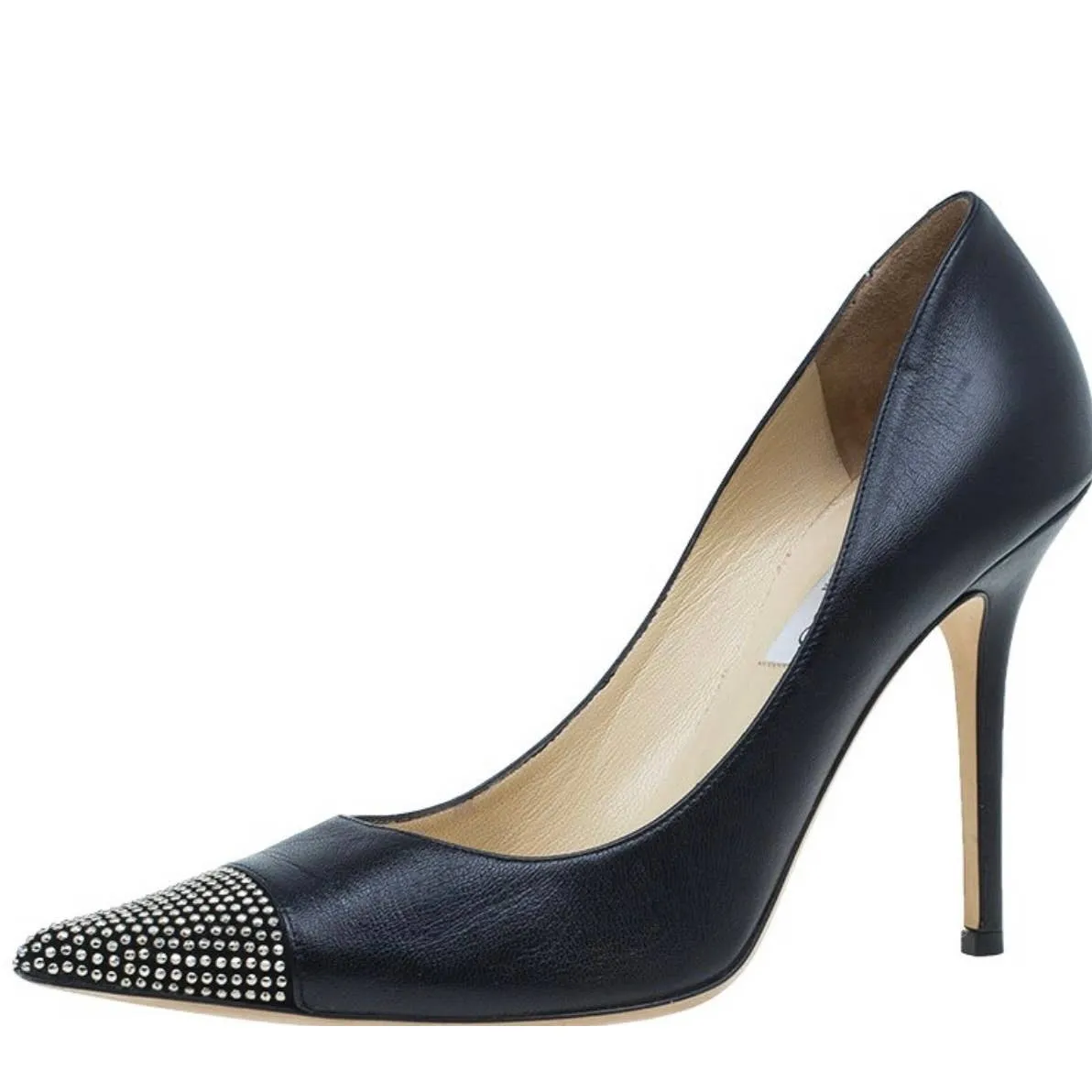 Jimmy Choo Amika Black Studded Cap Toe Pumps Heels Size 39 9 US Black