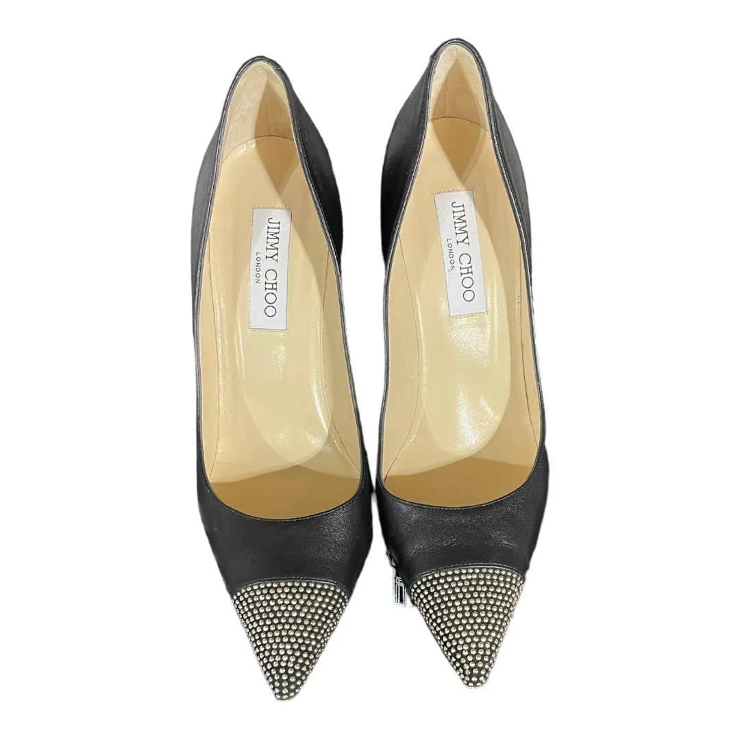 Jimmy Choo Amika Black Studded Cap Toe Pumps Heels Size 39 9 US Black