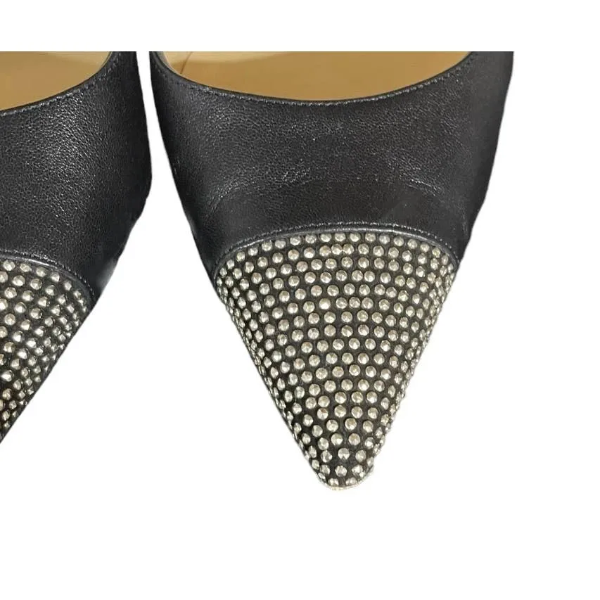 Jimmy Choo Amika Black Studded Cap Toe Pumps Heels Size 39 9 US Black