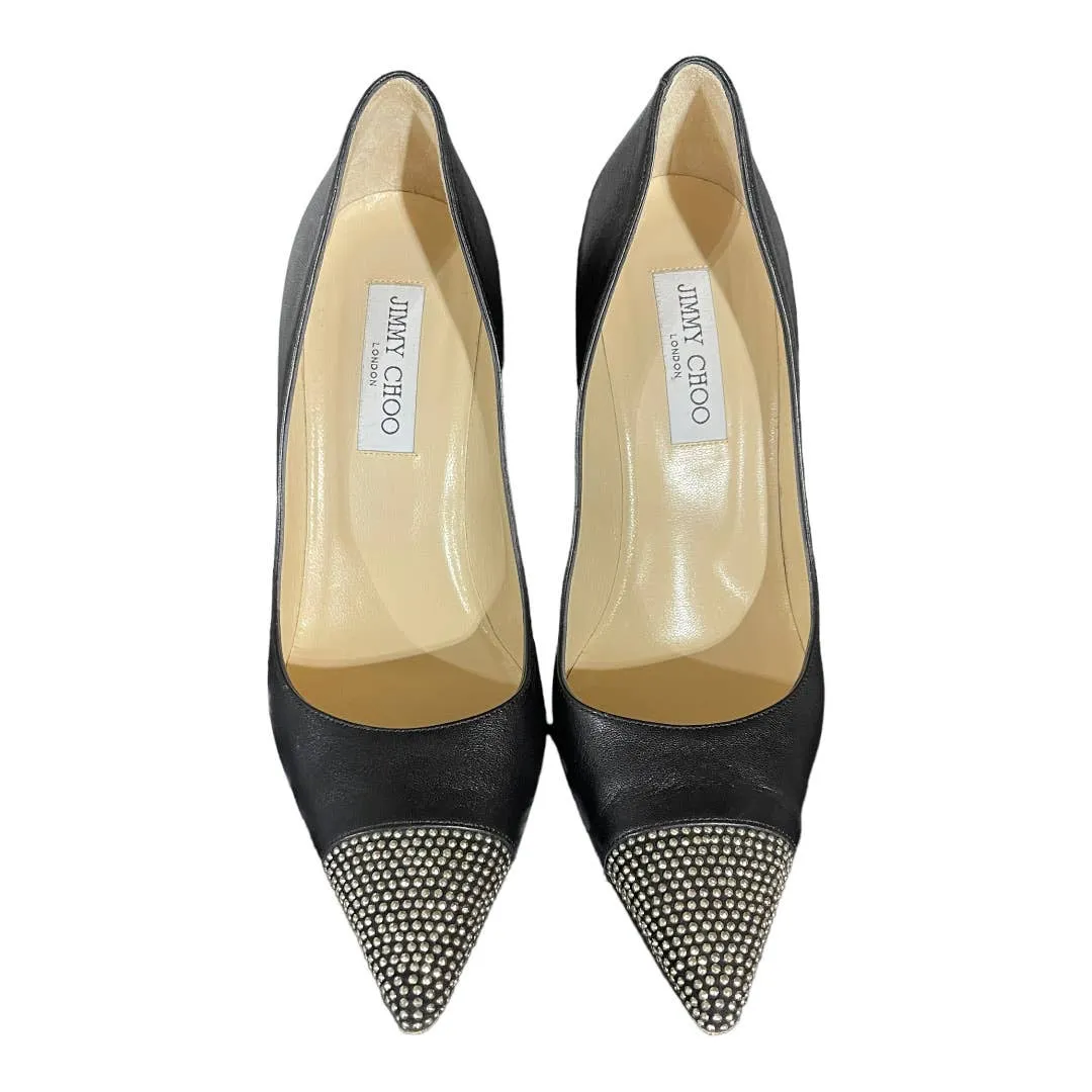 Jimmy Choo Amika Black Studded Cap Toe Pumps Heels Size 39 9 US Black