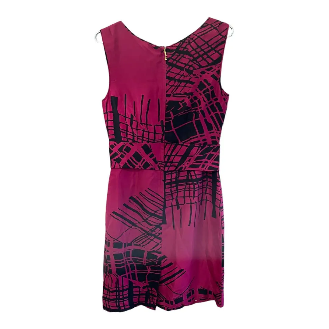 Kate Spade Abstracf Pink Black Bow Sleeveless Dress Size 4