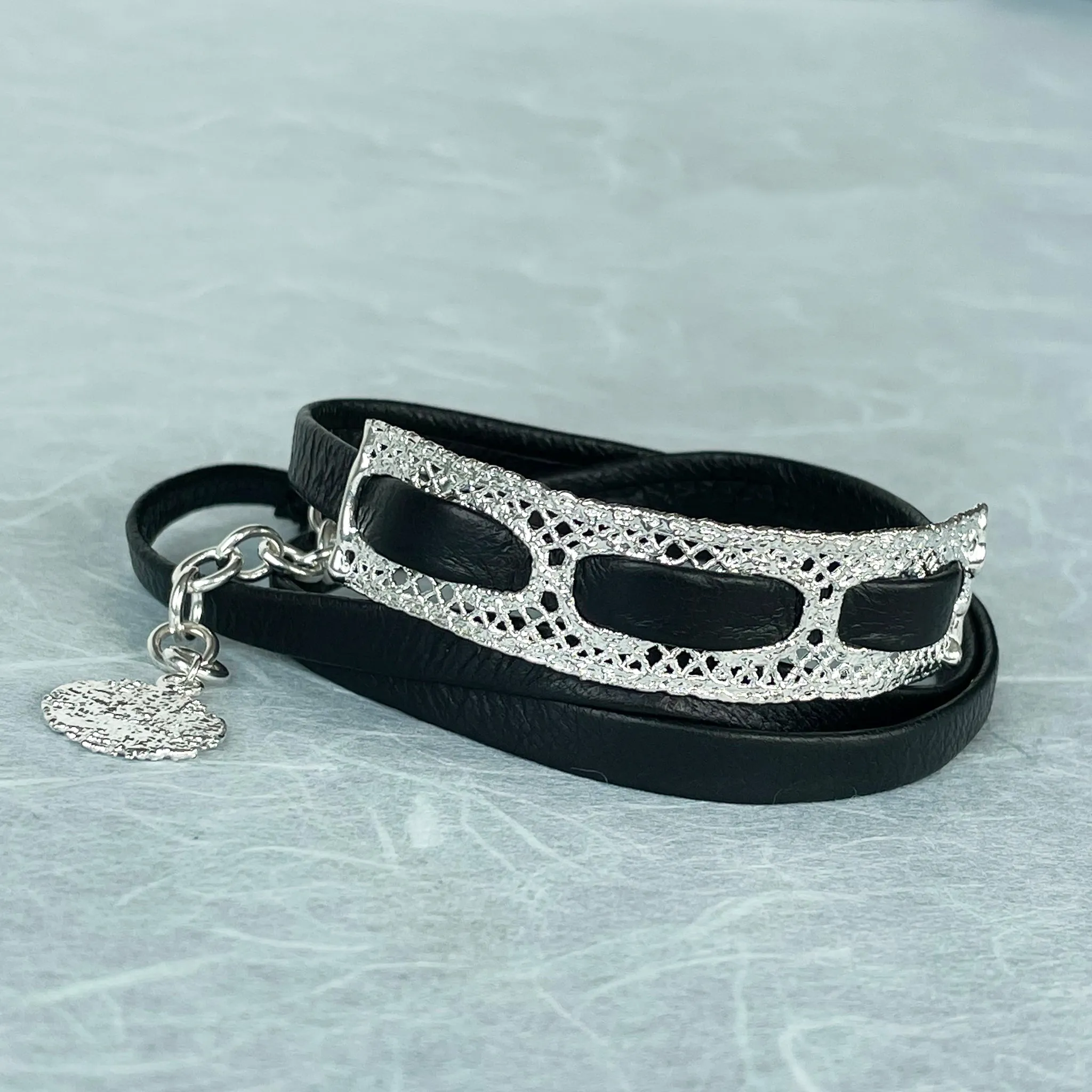 Lucienne - Lace and Leather Wrap Bracelet