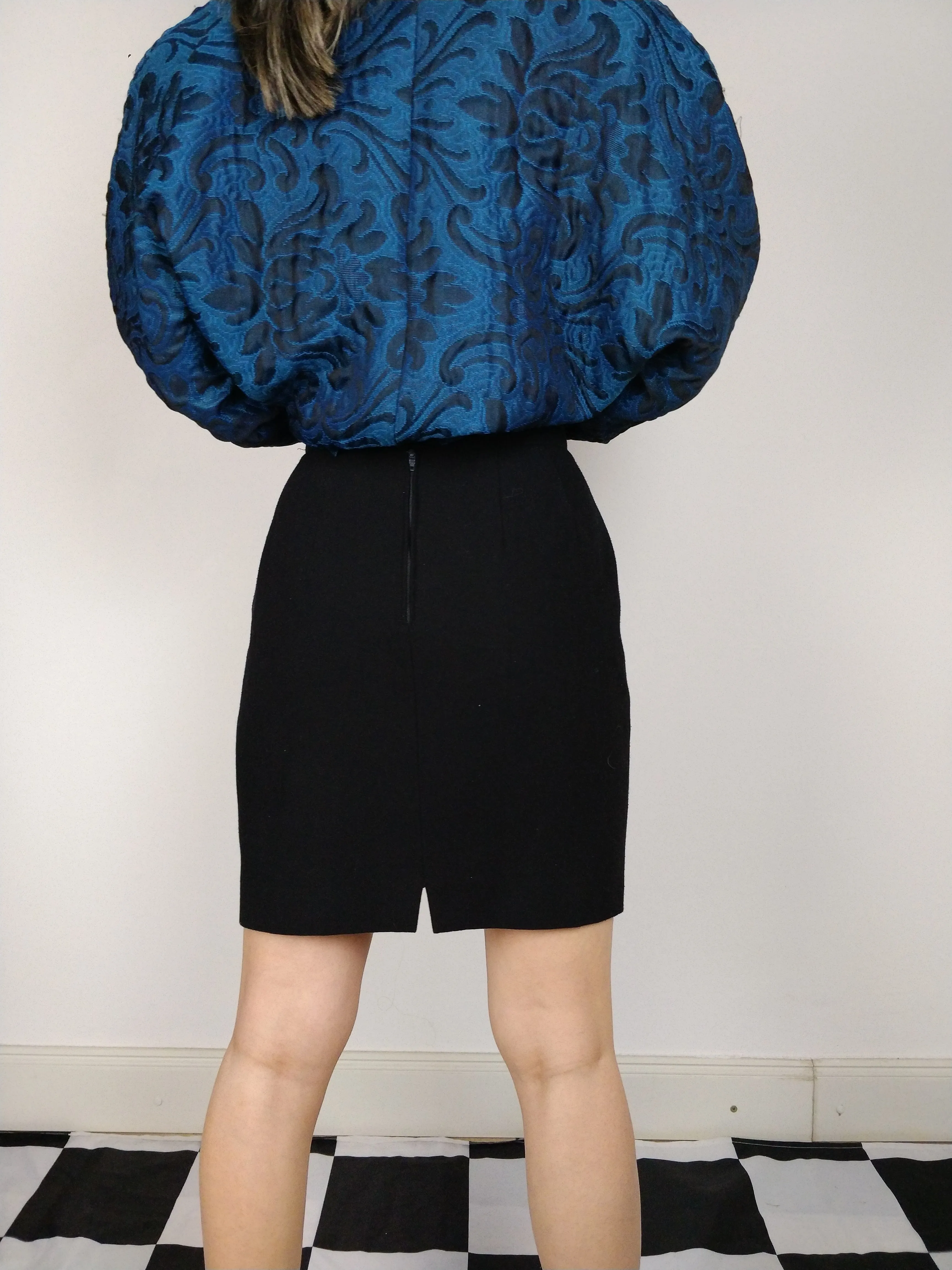 The Black Skirt | Vintage mini midi pencil skirt black XS-S
